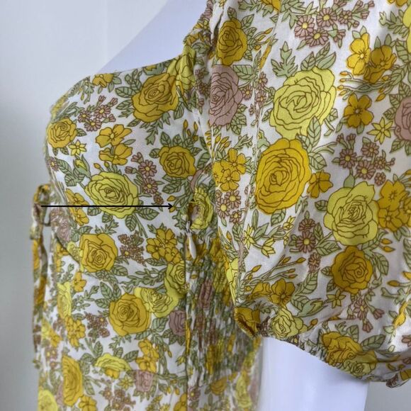 Faithfull The Brand Juniper Women Size 6 Yellow Floral Garden Midi NEW Dress - Picture 16 of 16